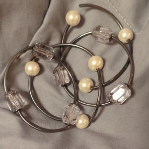 Elegant Silver and Pearl Hoop Earrings